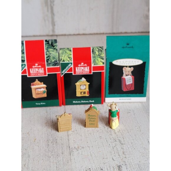 Hallmark miniature clock mouse kitty variety xmas ornament set mice - Picture 5 of 5